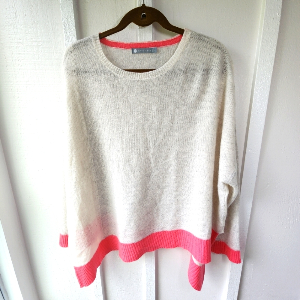 InCashmere Colorblock Cashmere Asymmetrical Sweater Size Large Oversize